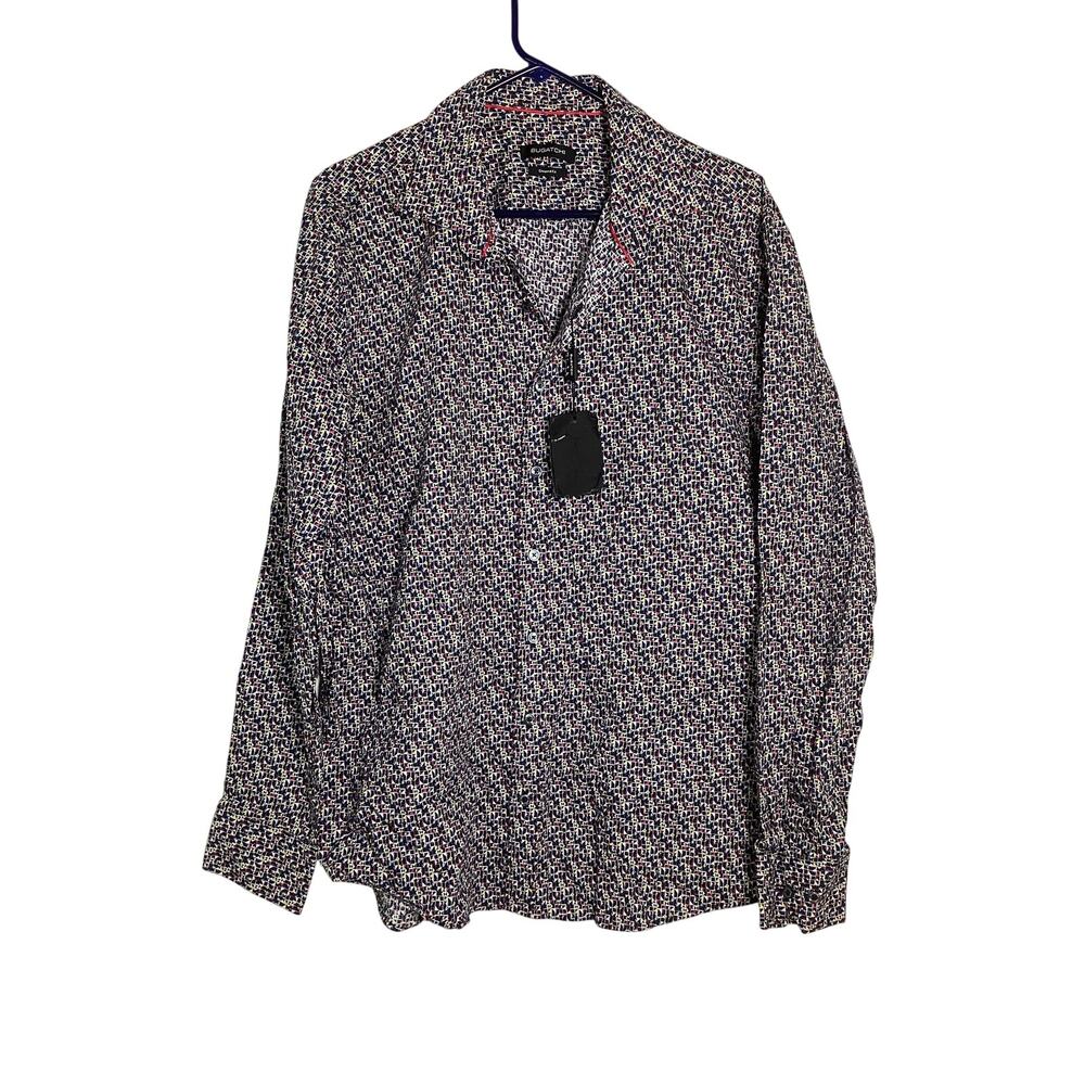 Bugatchi Men's XL Multicolor Geometric Shaped Fit Button Down Shirt Casual U4-11